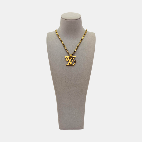 SQUARED LV Metal Gold Necklace