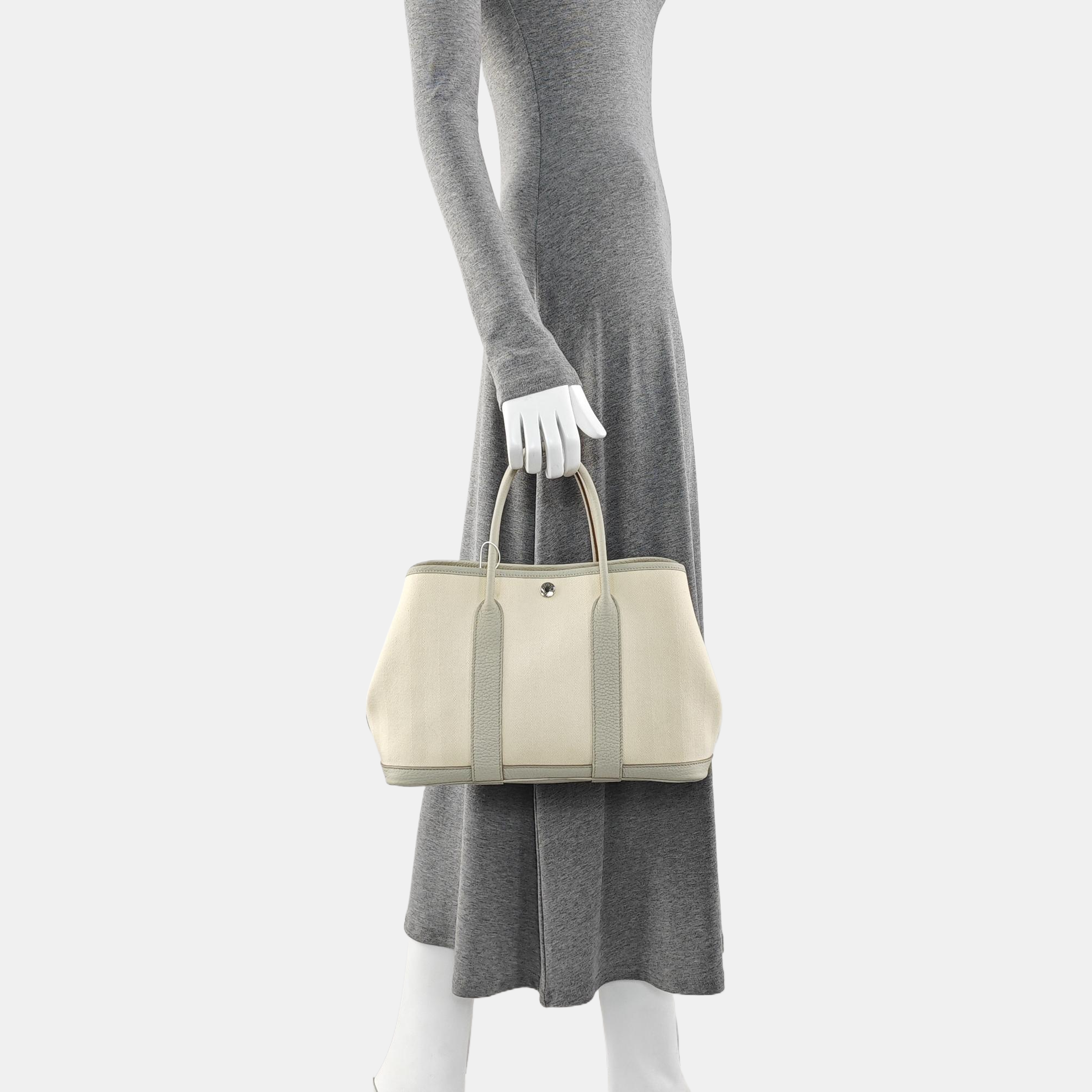 Authenticated pre-owned  Garden Party Canvas White - Top Handle Bag at Looply