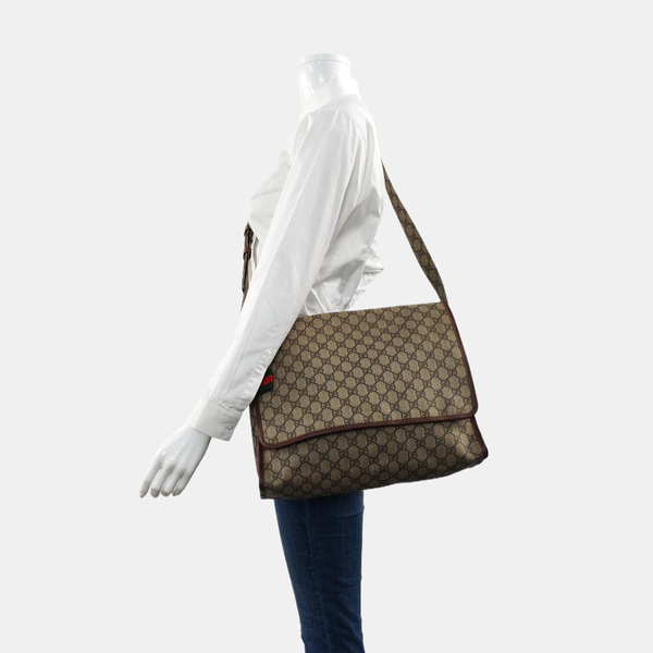 GG Messenger Monogram Coated Canvas Beige
