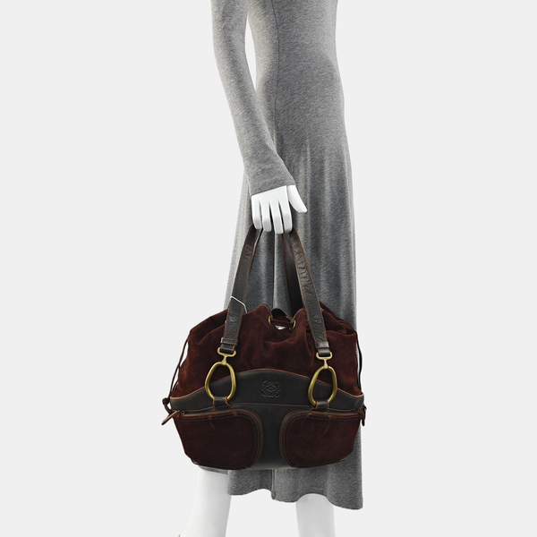 Calfskin Top Handle Bag Brown