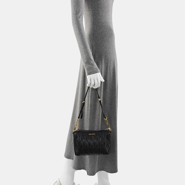 Quilted Lambskin Shoulder Bag Black