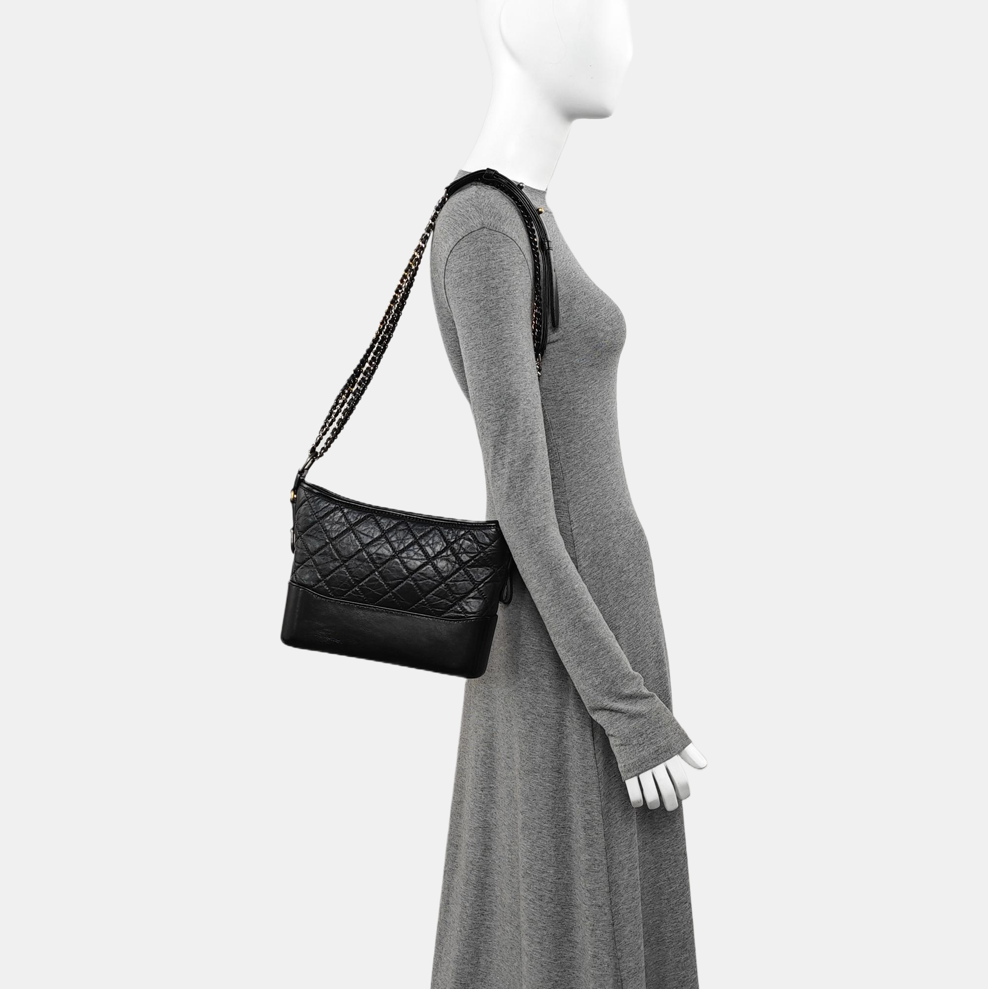 GABRIELLE New Medium Quilted Vintage Calf Black