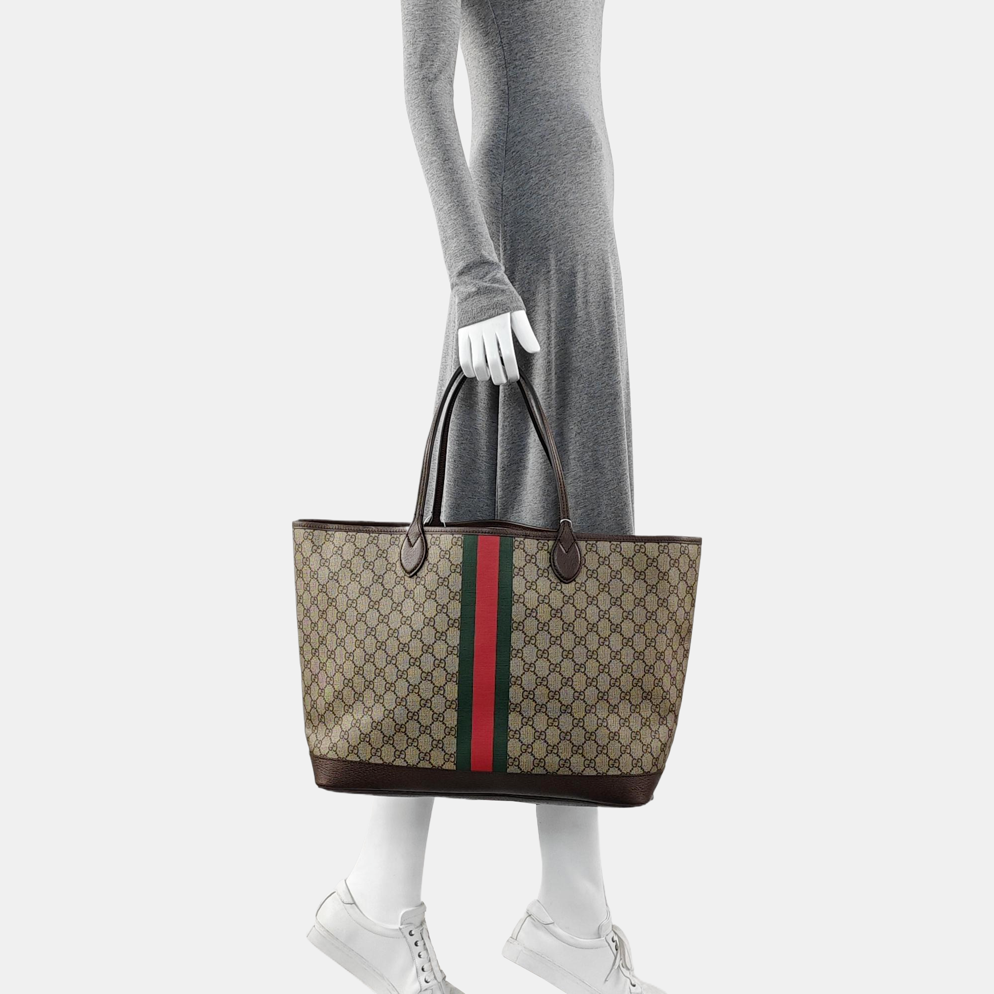 Monogram Coated Canvas Tote Bag Large Beige