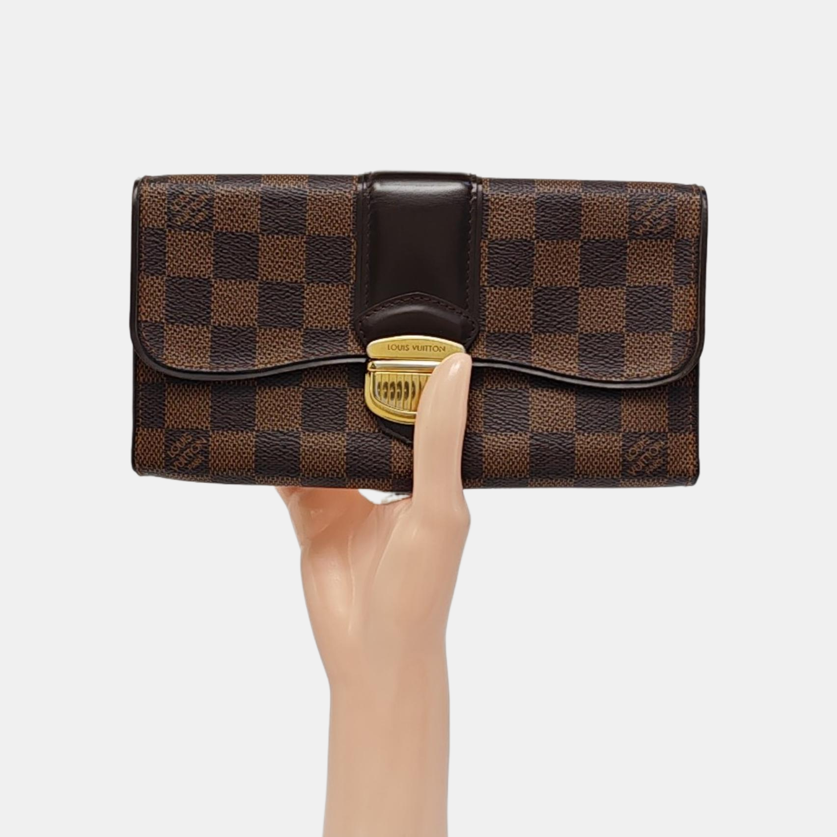 SISTINA Damier Ebene Coated Canvas Brown Wallet