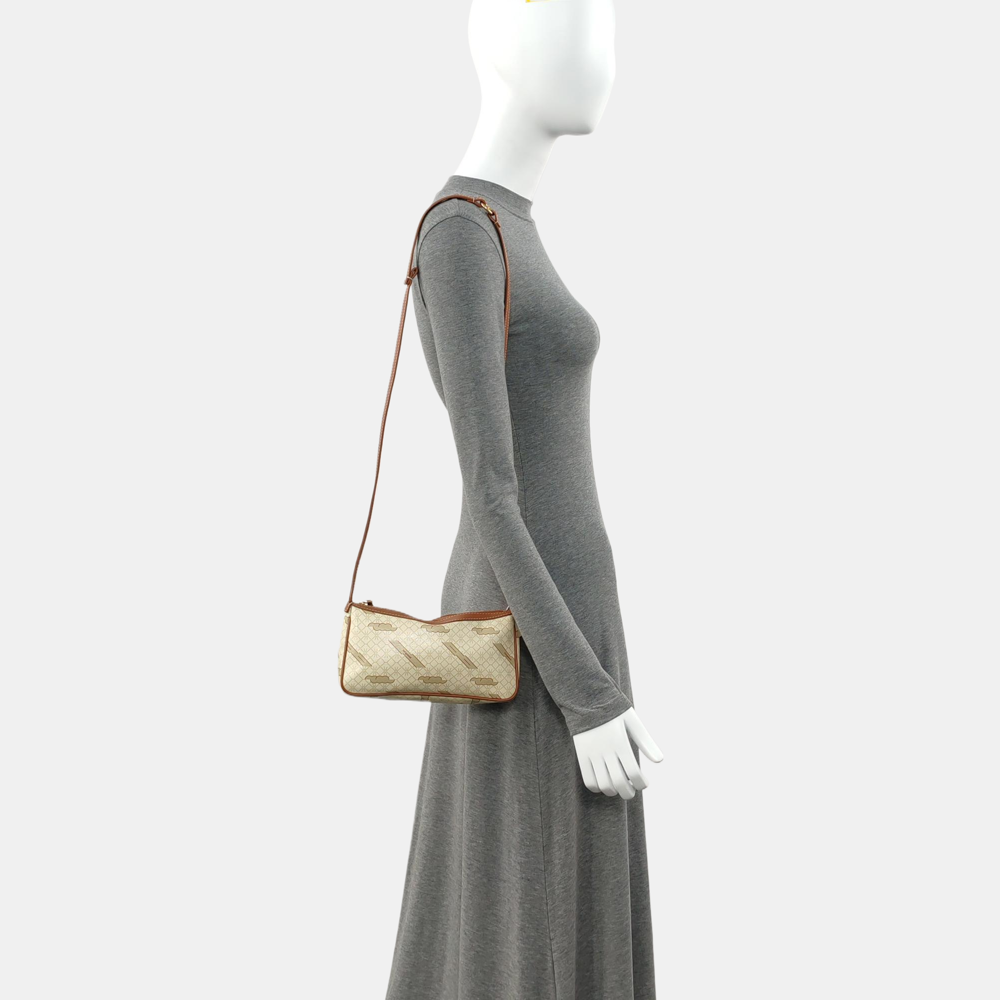 Coated Canvas Shoulder Bag Beige