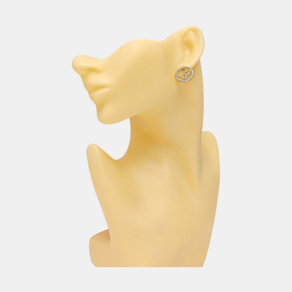 F Is Metal Gold Stud Earrings