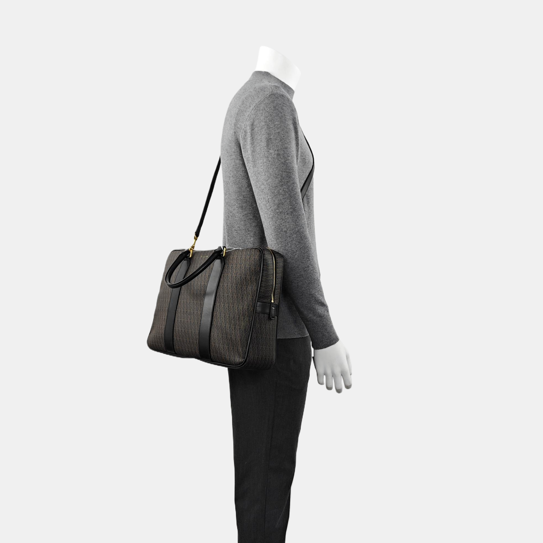 Coated Canvas Shoulder Bag Black