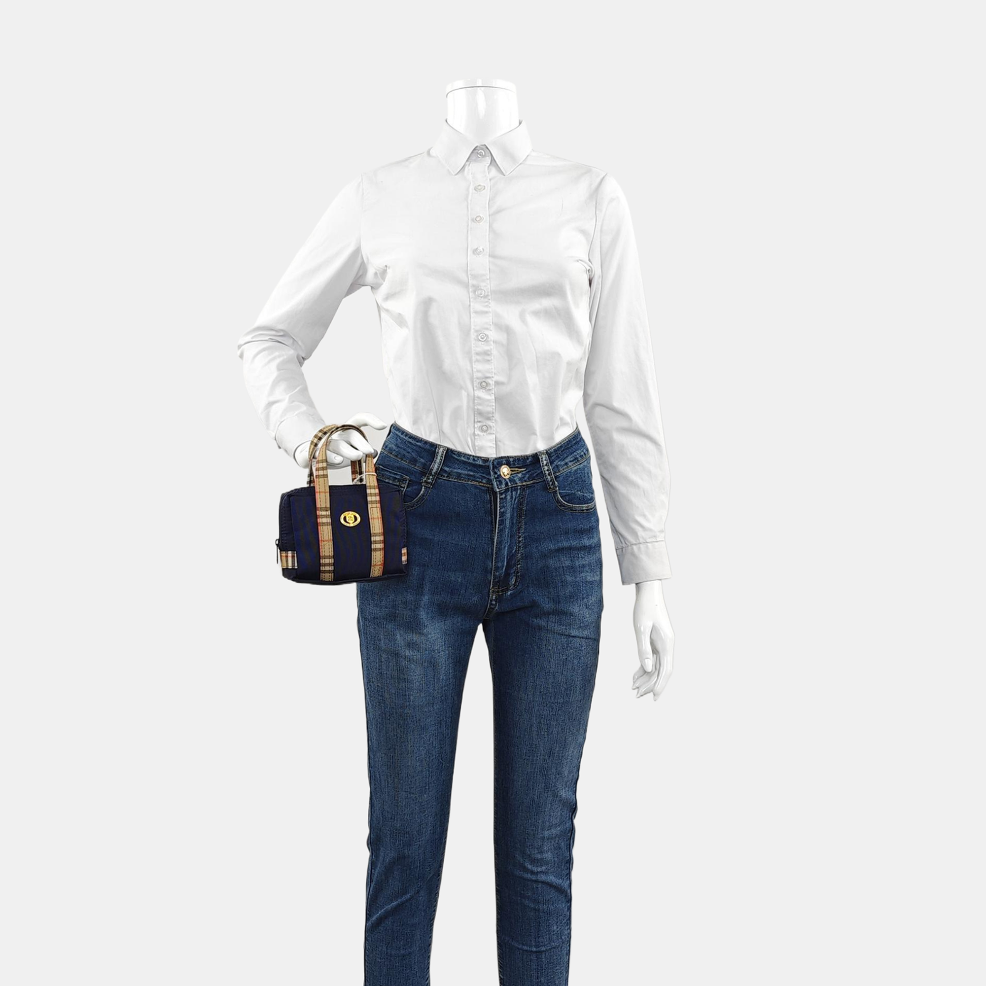 Fabric Top Handle Bag Blue