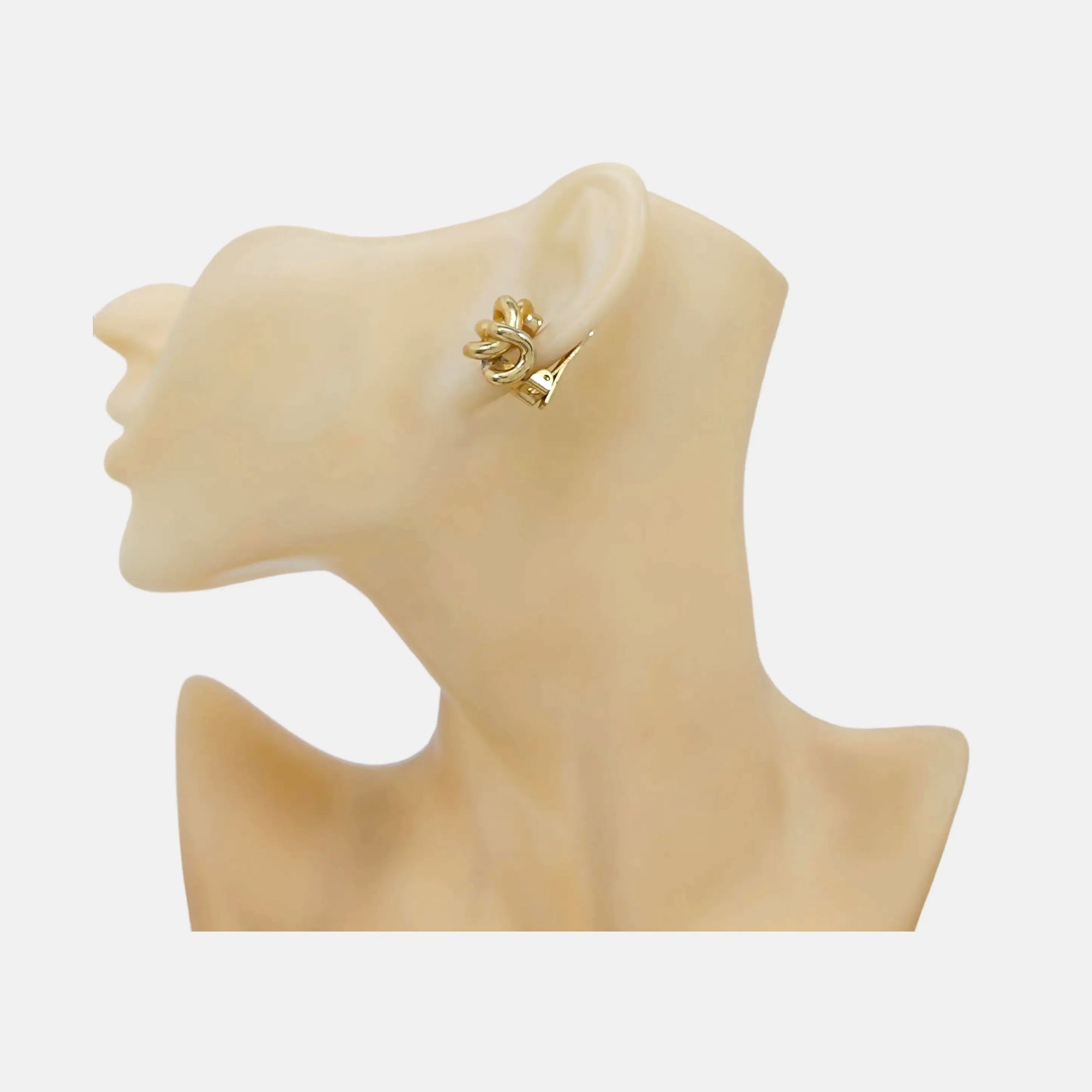 Twist Round Metal Gold Clip On Earrings