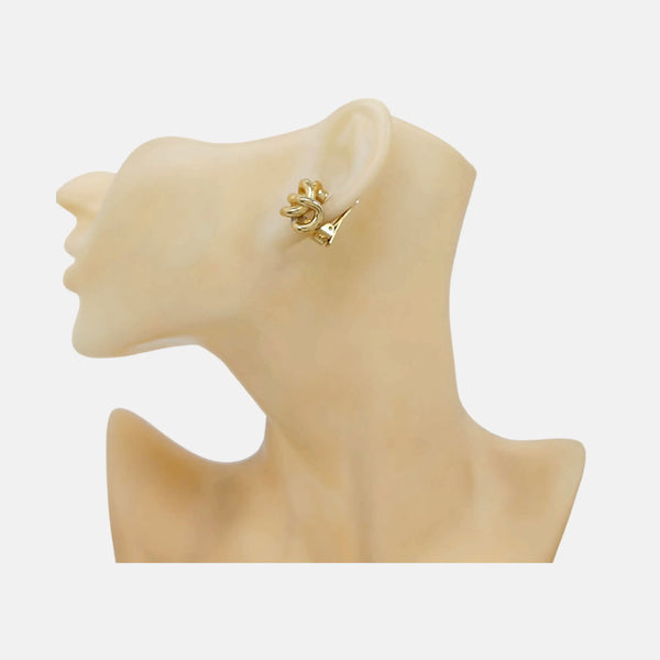 Twist Round Metal Gold Clip On Earrings