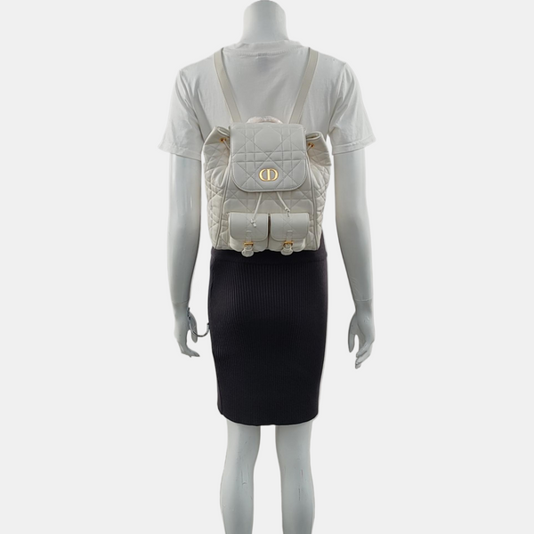 Dior Caro Medium Cannage Lambskin White