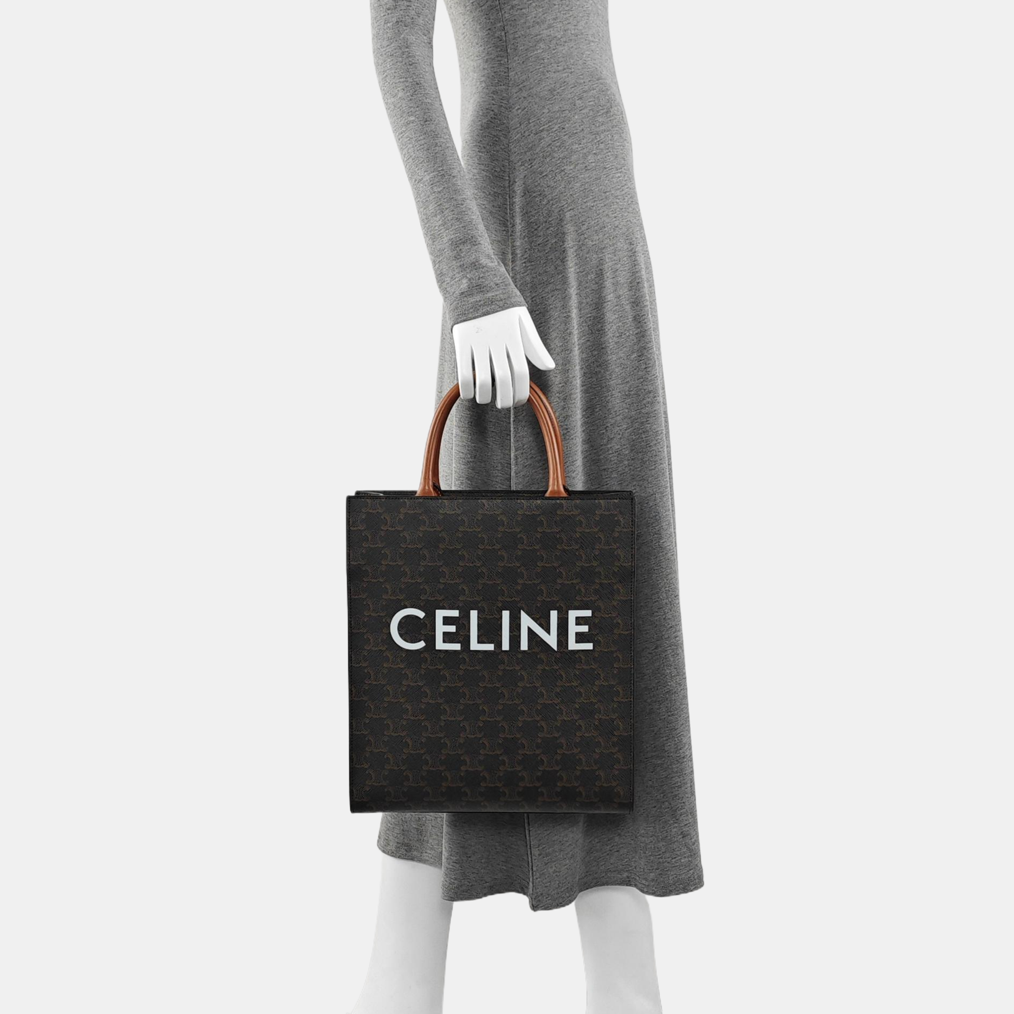 CABAS CELINE Small Coated Canvas Brown