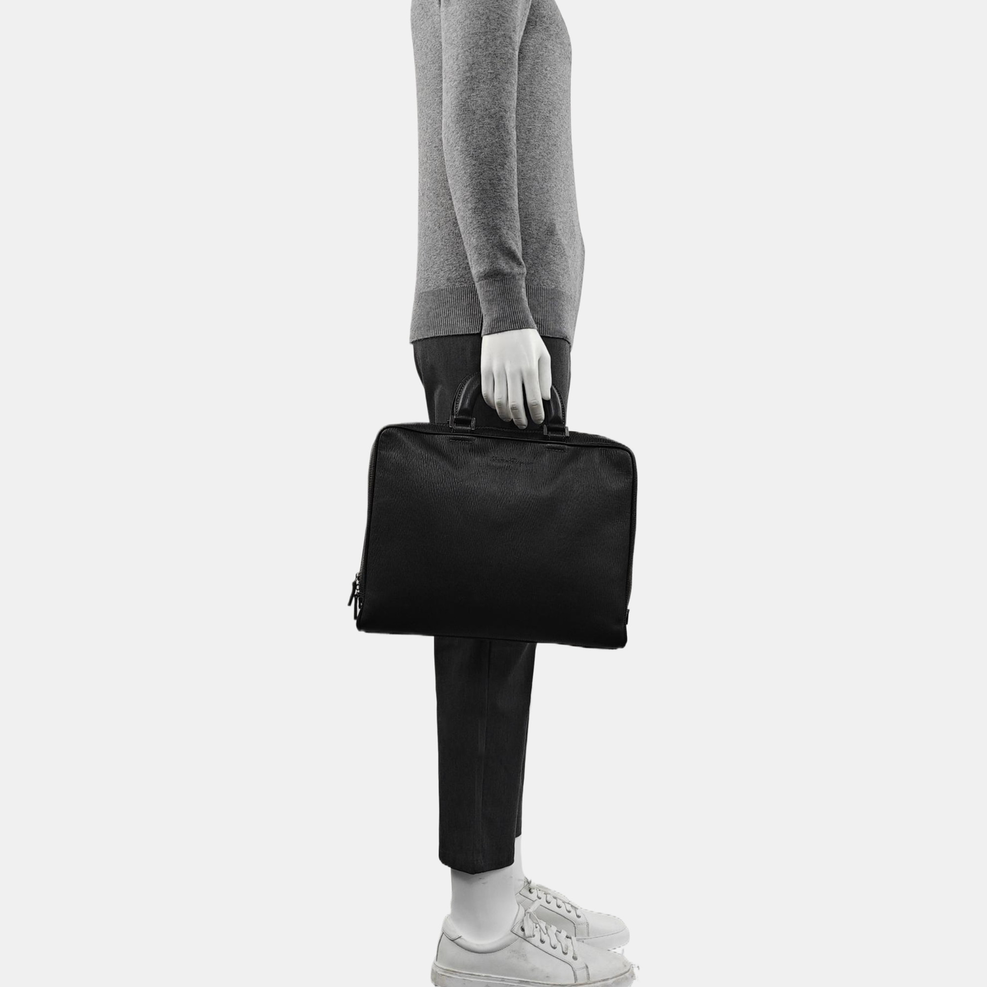 Calfskin Top Handle Bag Black