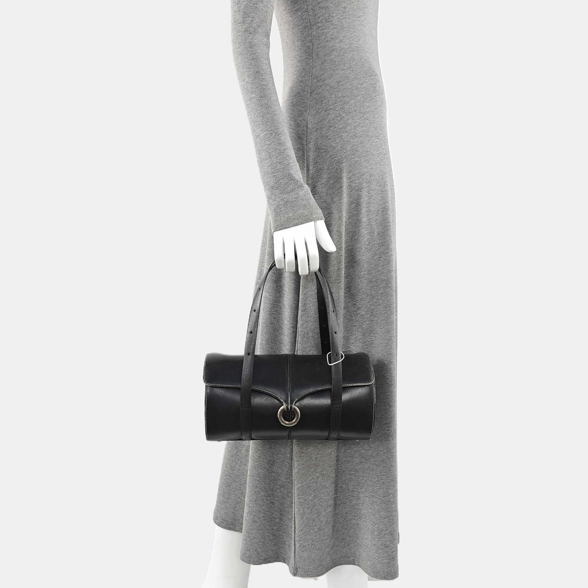 Calfskin Top Handle Bag Black