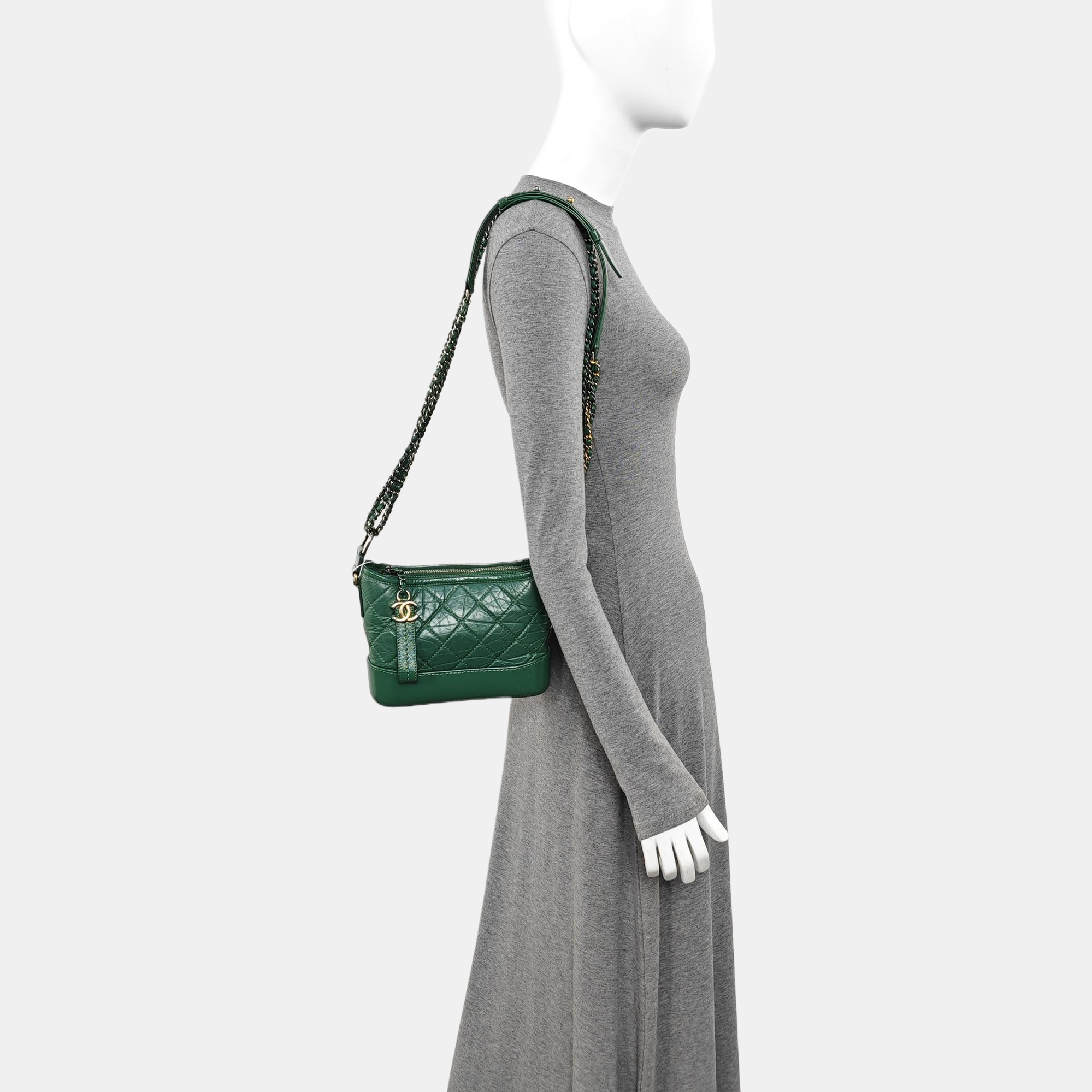 GABRIELLE Small Quilted Calfskin Green