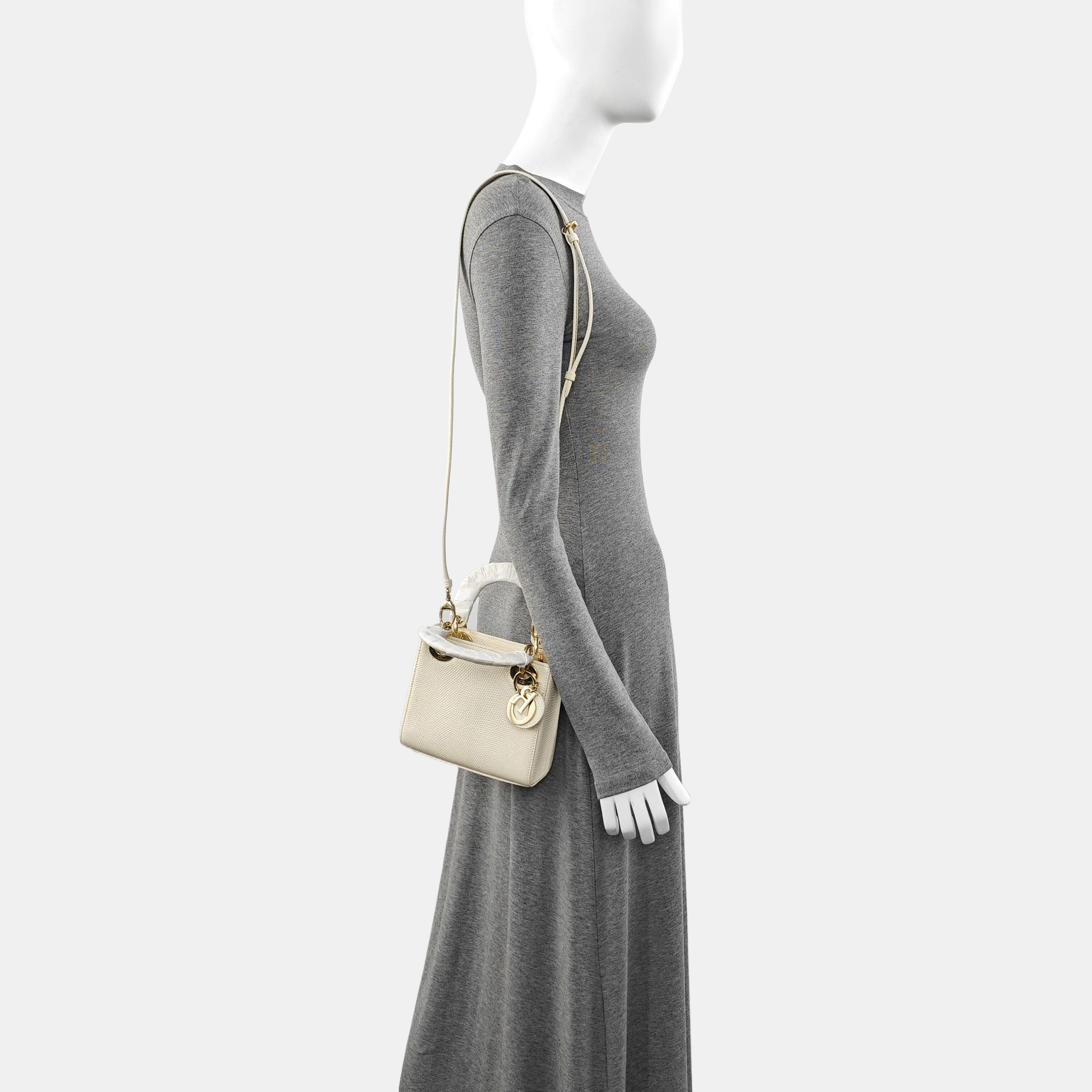 Lady Dior Mini Lizard White