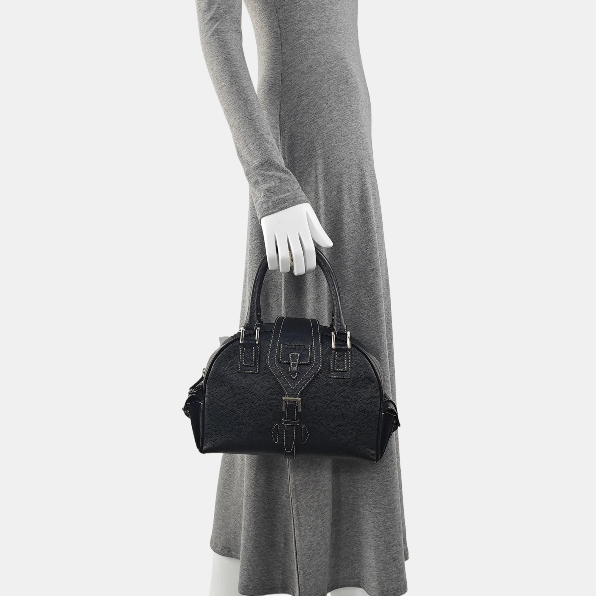 Calfskin Top Handle Bag Black