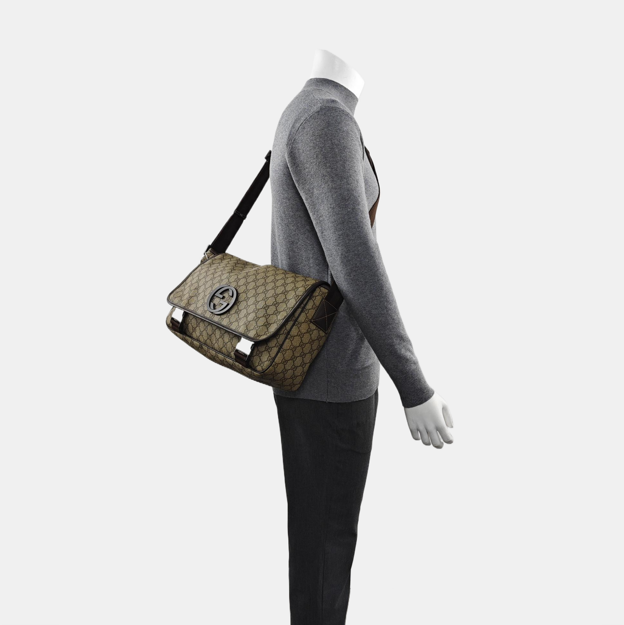 GG Messenger Monogram Coated Canvas Black
