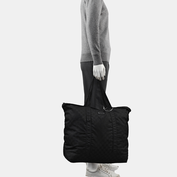 Monogram Nylon Tote Bag Black