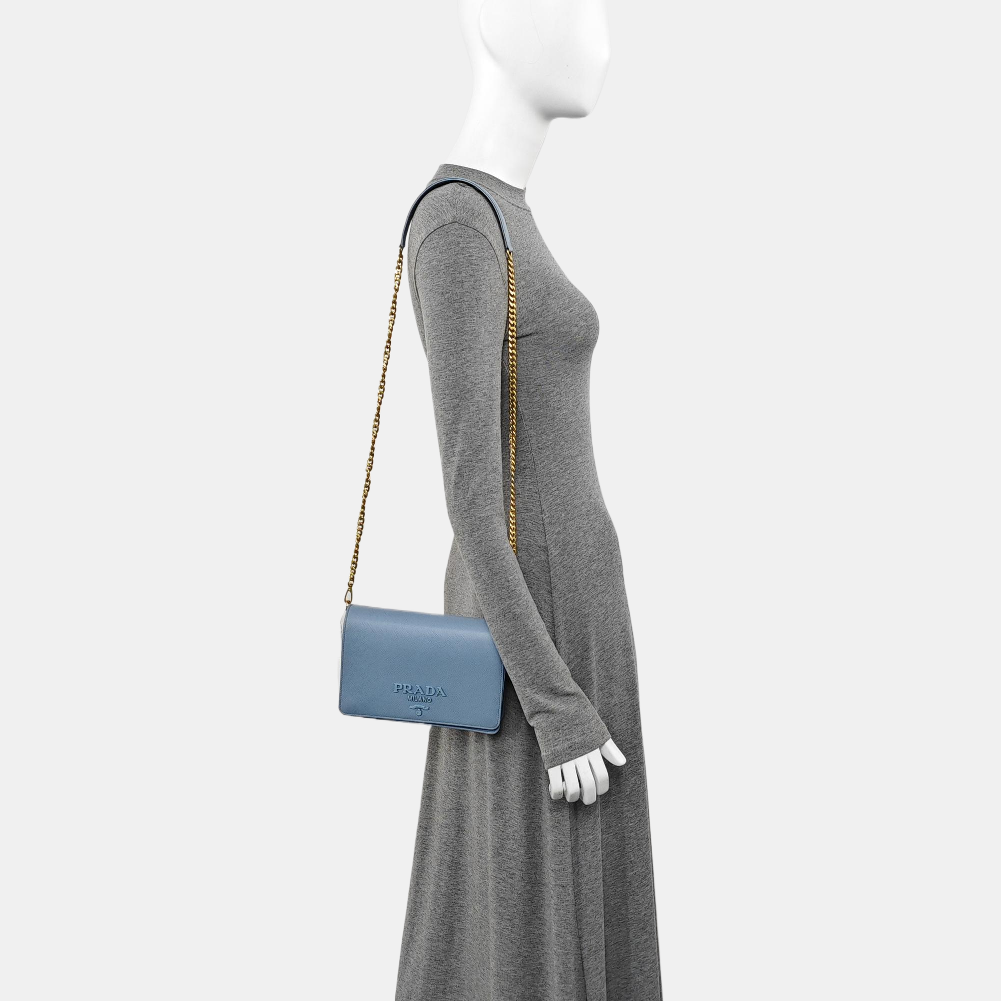 Calfskin Shoulder Bag Blue