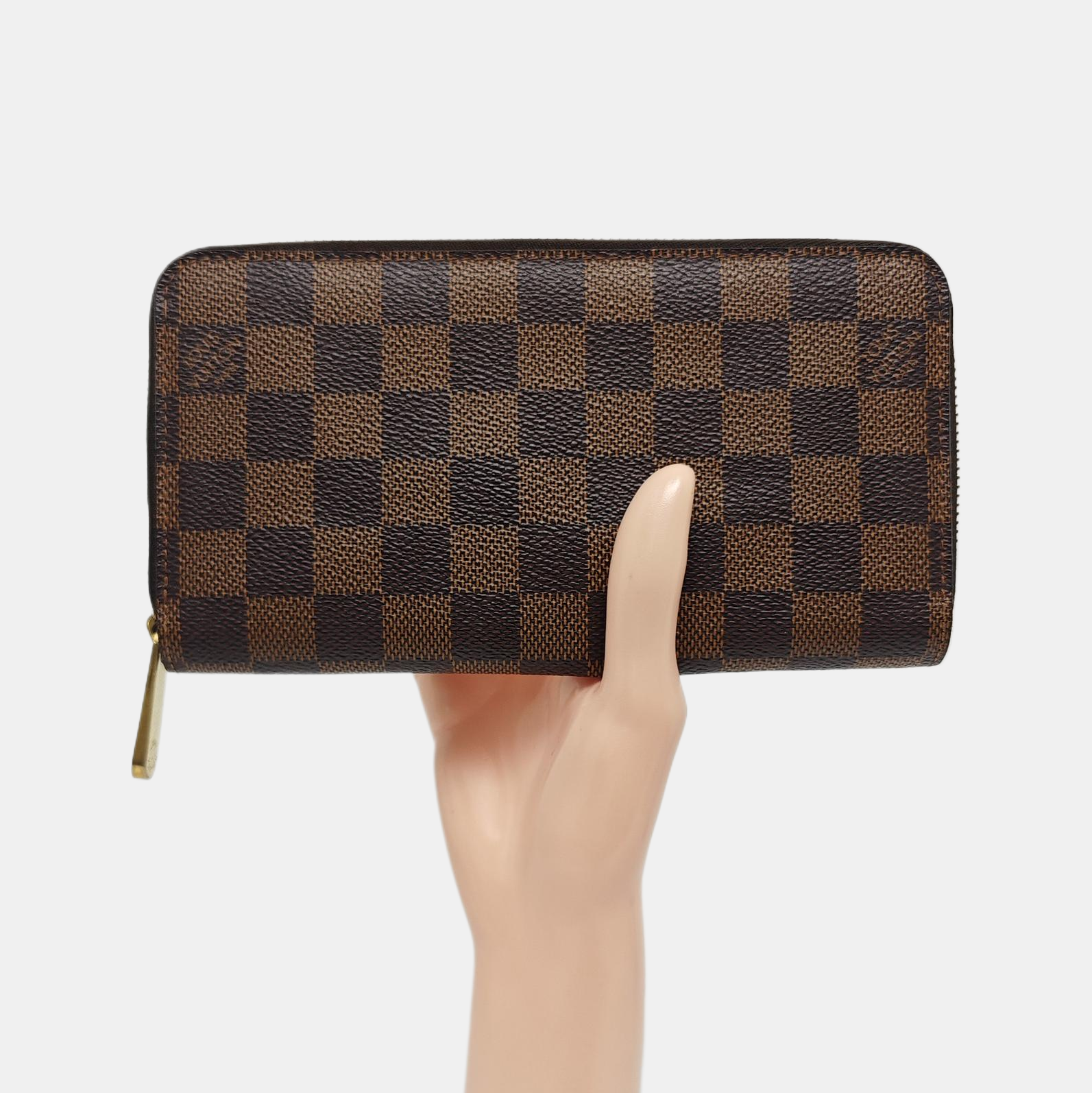 ZIPPY Damier Ebene Coated Canvas Brown Wallet
