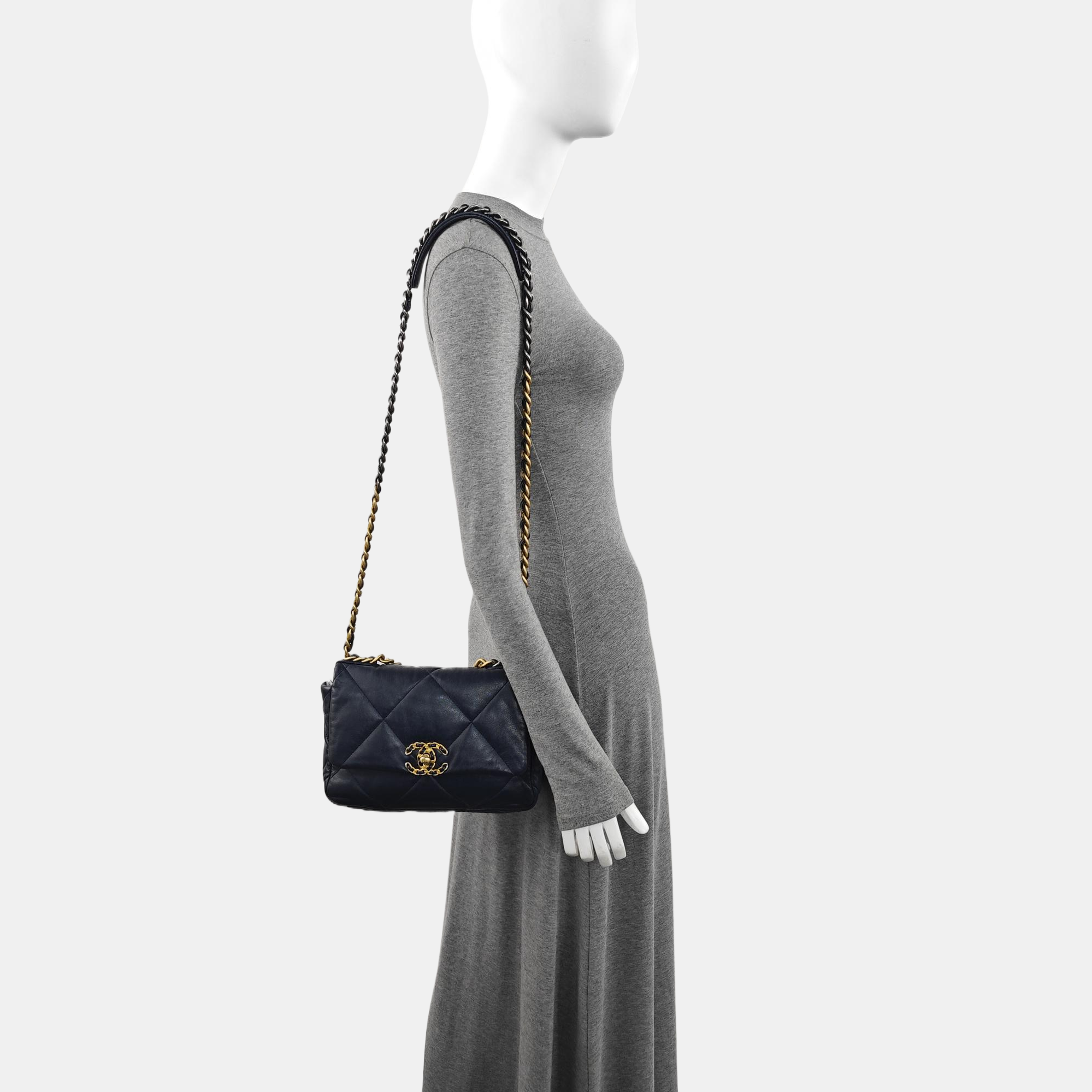 CHANEL 19 Small Quilted Lambskin Blue