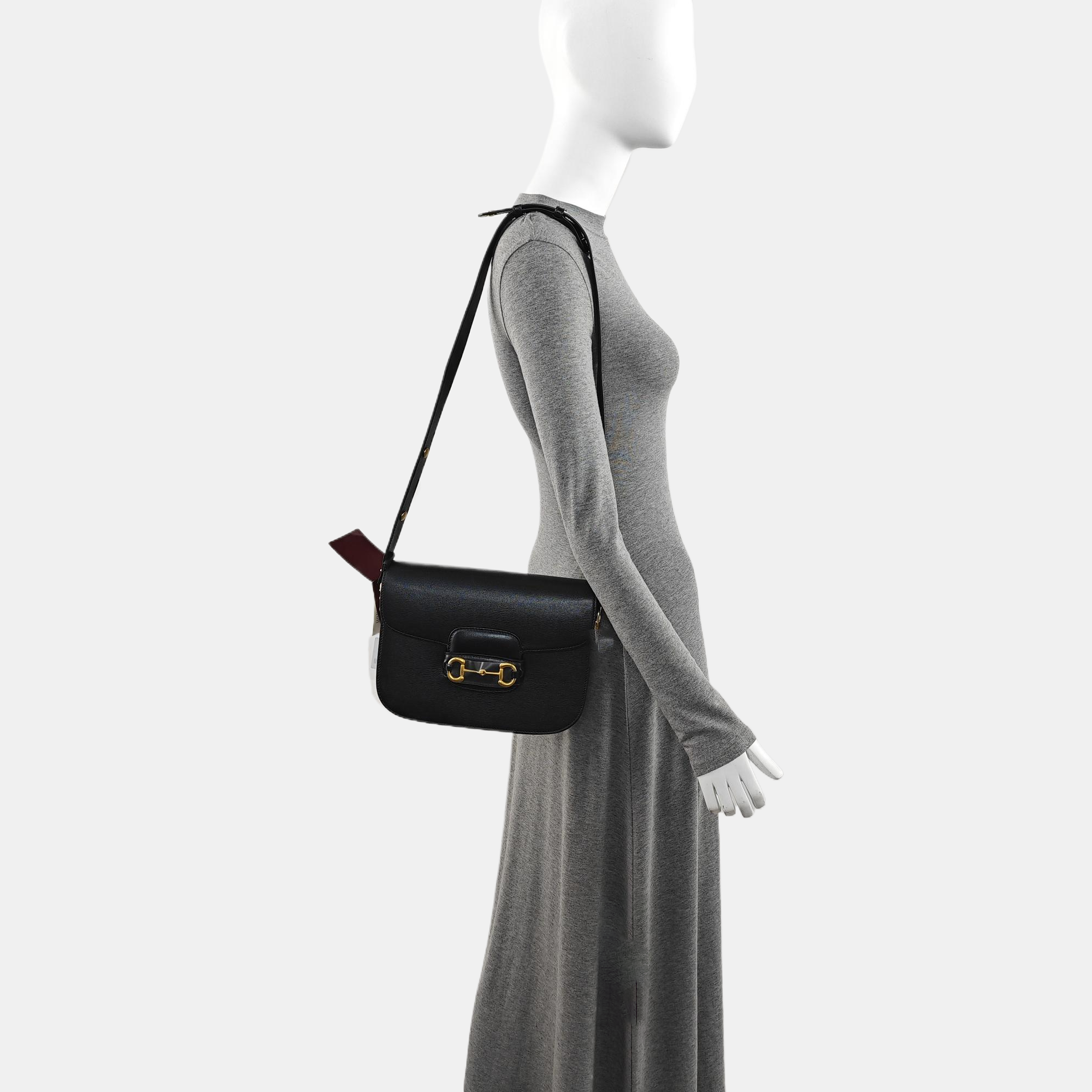 Authenticated pre-owned  Horsebit 1955 Medium Calfskin Black - Shoulder Bag at Looply