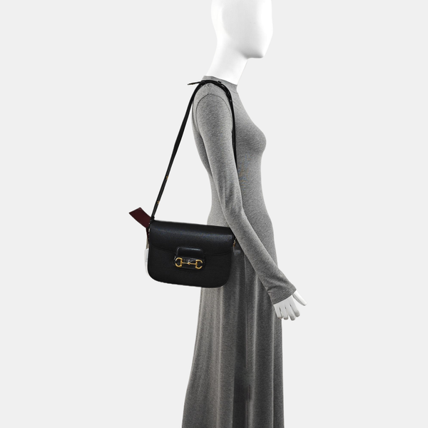 Authenticated pre-owned  Horsebit 1955 Medium Calfskin Black - Shoulder Bag at Looply