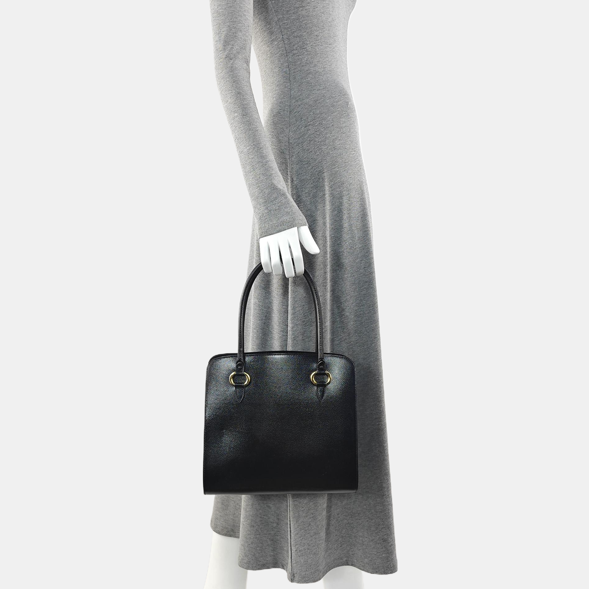 Calfskin Top Handle Bag Black