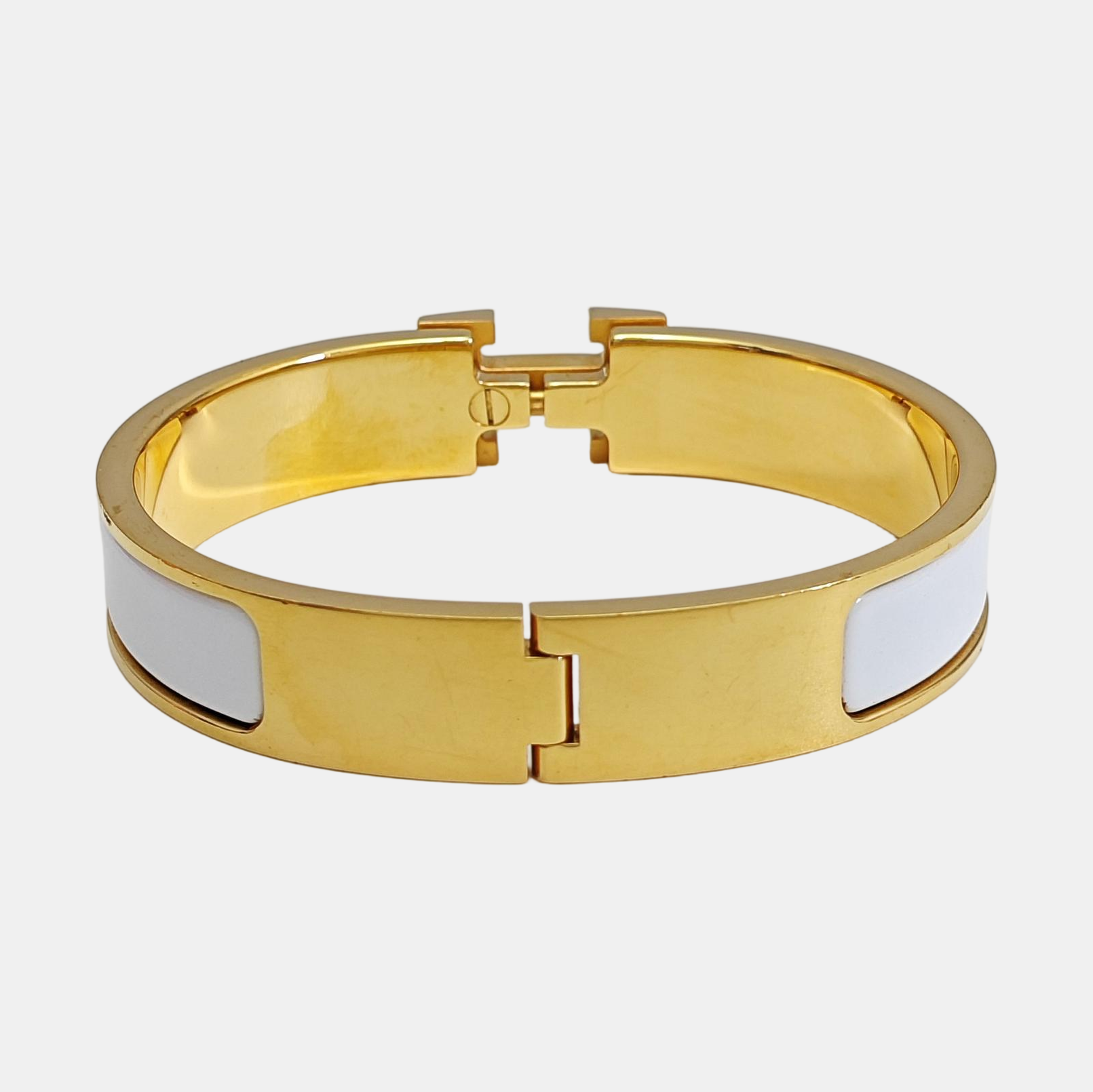 Clic H Metal White Bangle