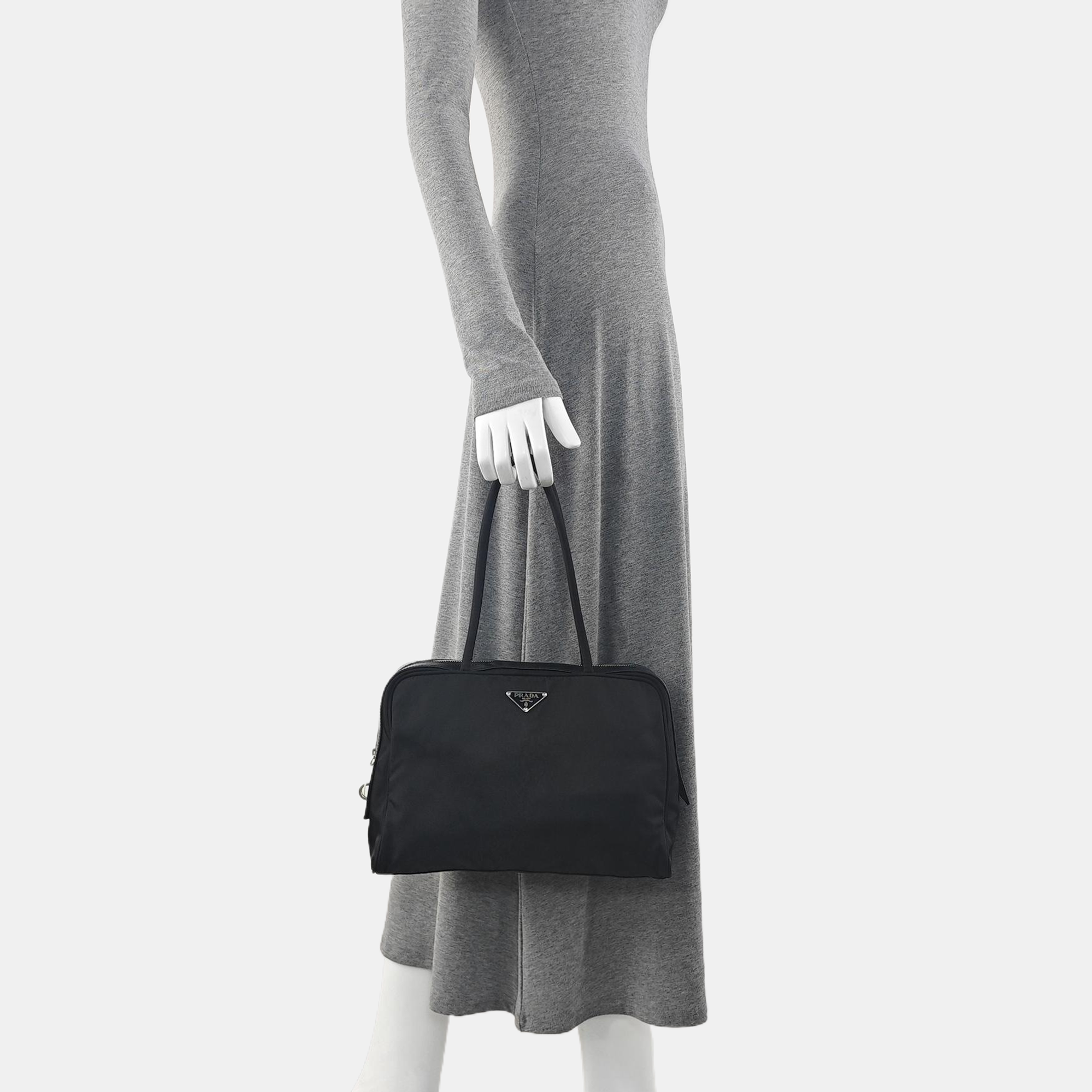 Nylon Top Handle Bag Black