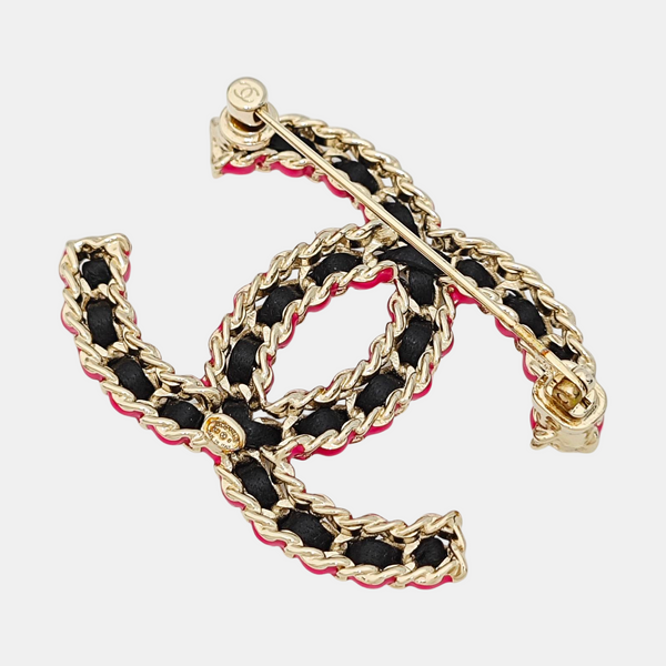 CC Logo Metal Gold Brooch