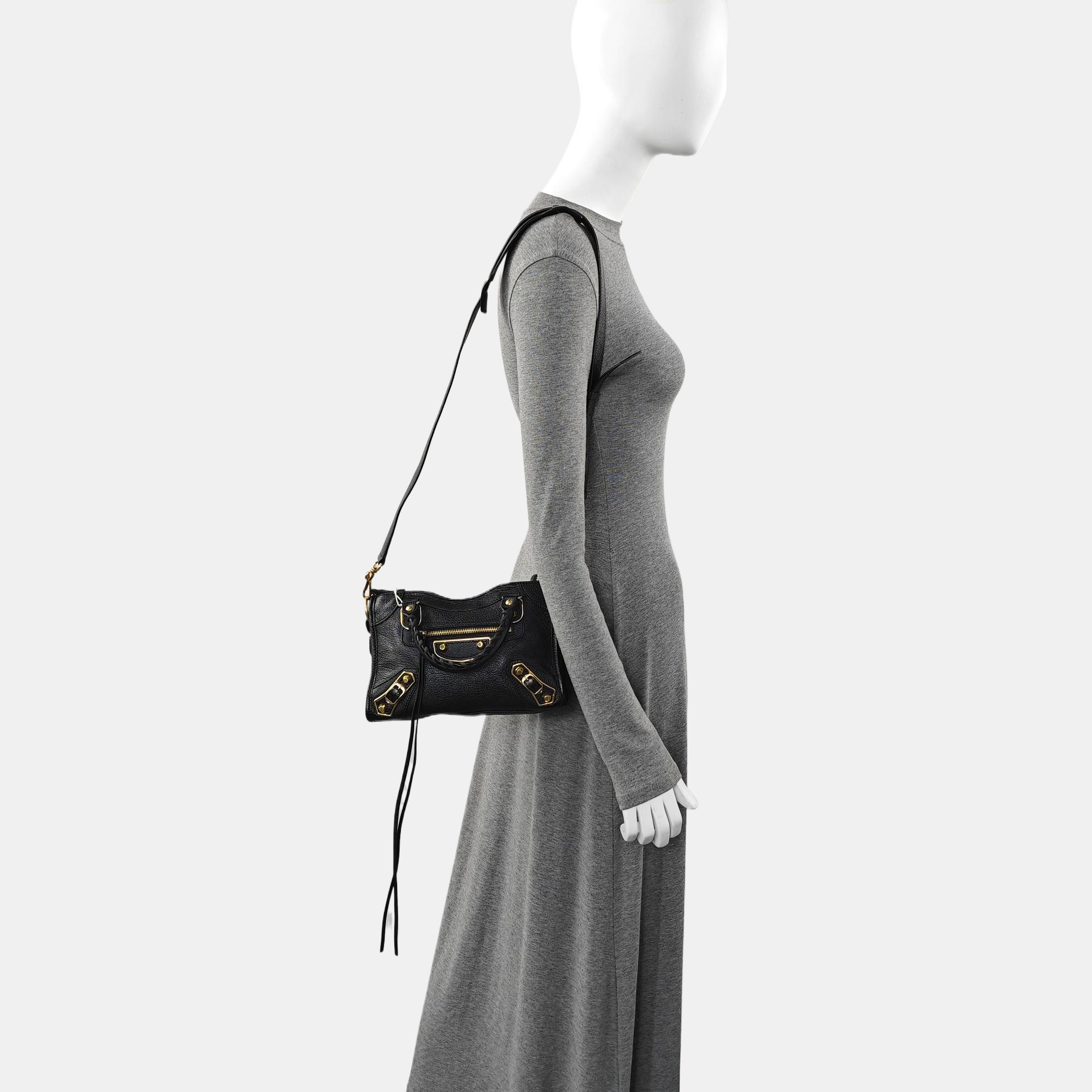 Classic Metallic Edge City Mini Lambskin Black