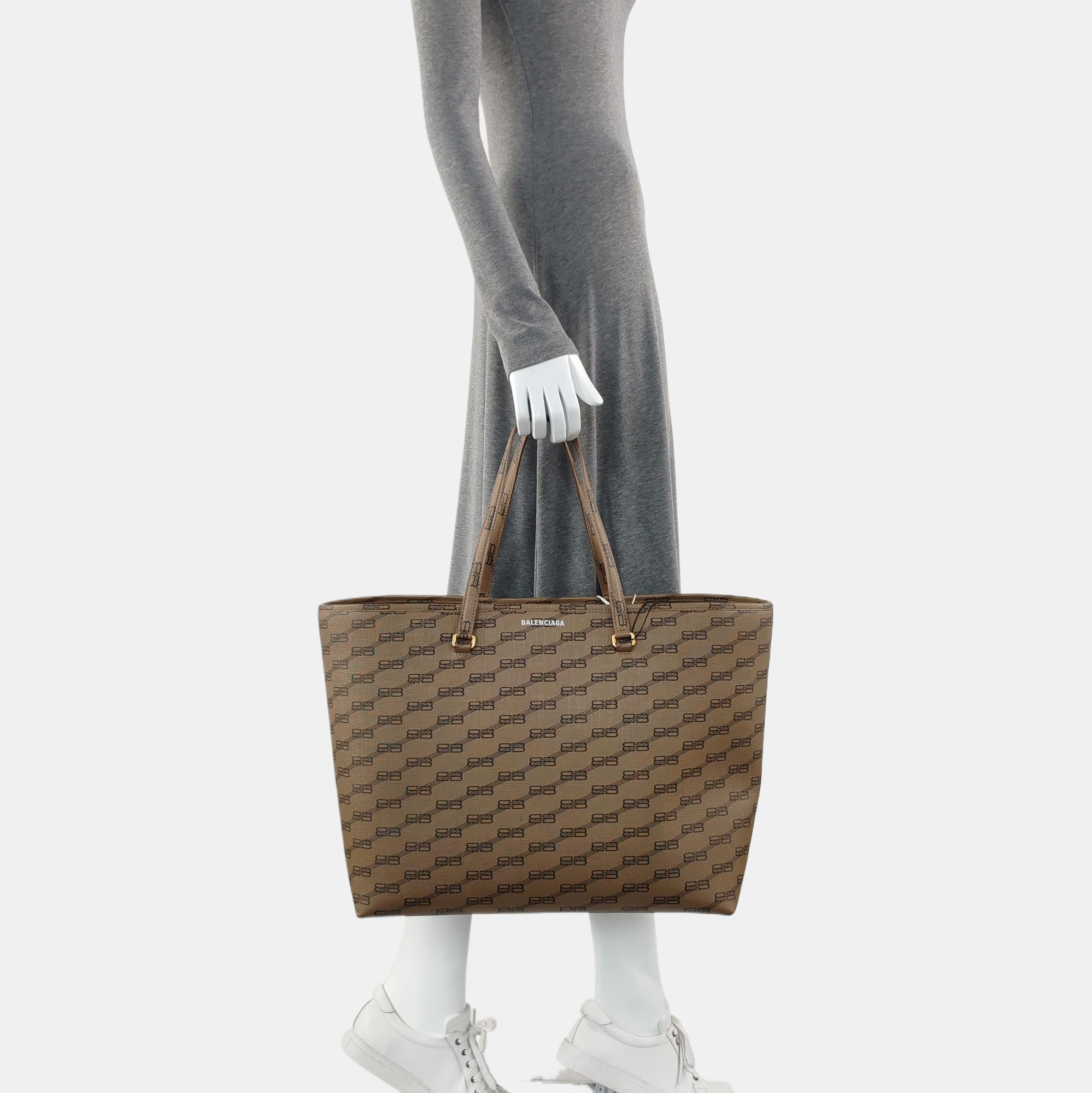 Coated Canvas Tote Bag Brown