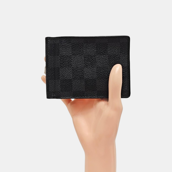 AMERIGO Damier Graphite Coated Canvas Gray Card Holder