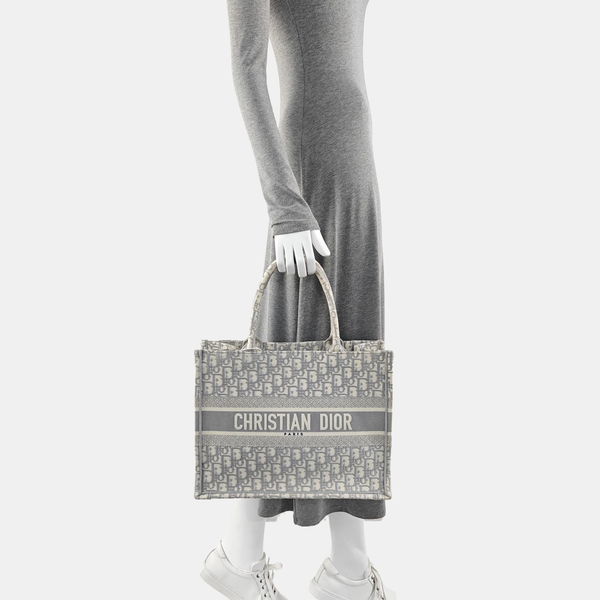 Book Tote Medium Oblique Canvas White