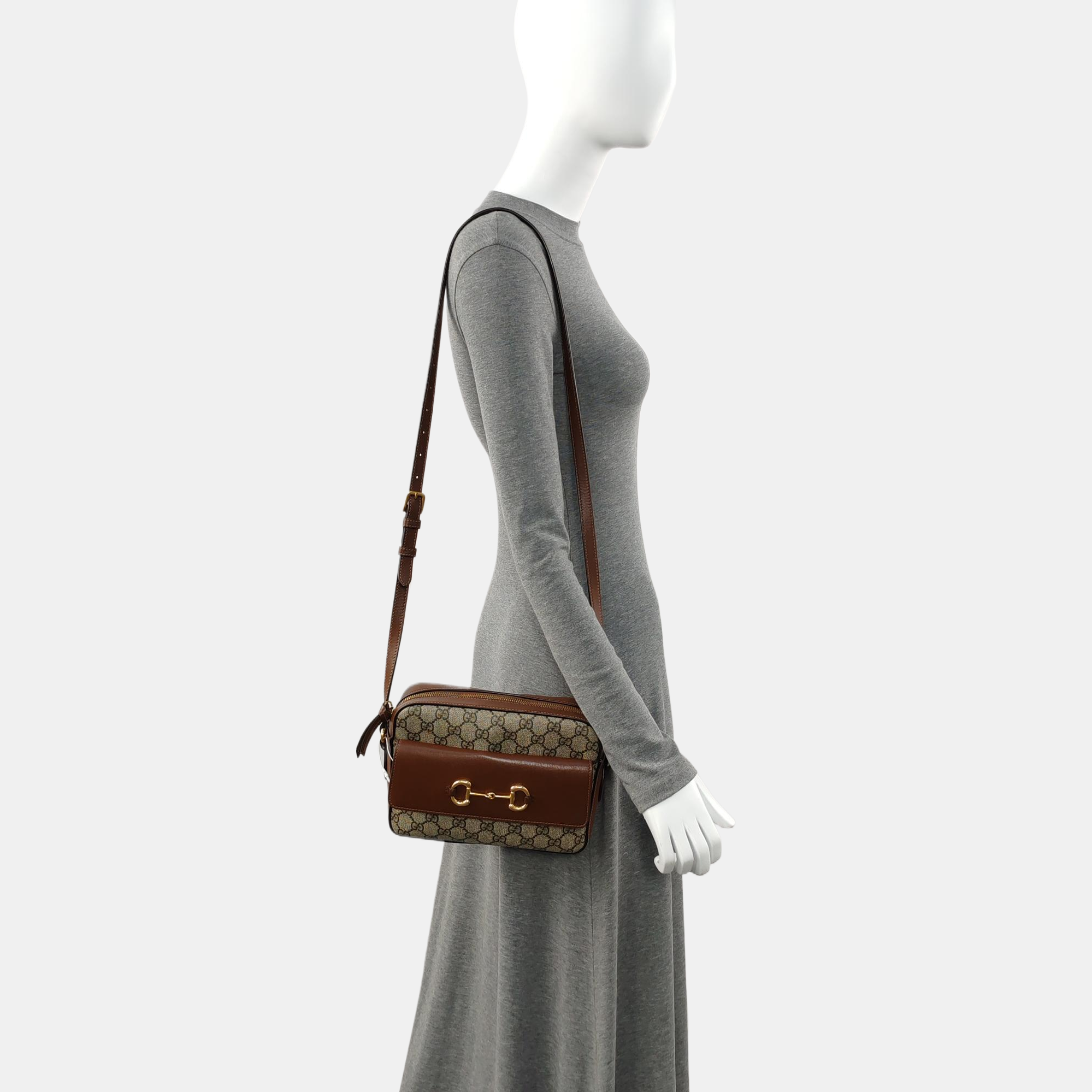 Authenticated pre-owned  Horsebit 1955 Small Coated Canvas Beige - Crossbody Bag at Looply