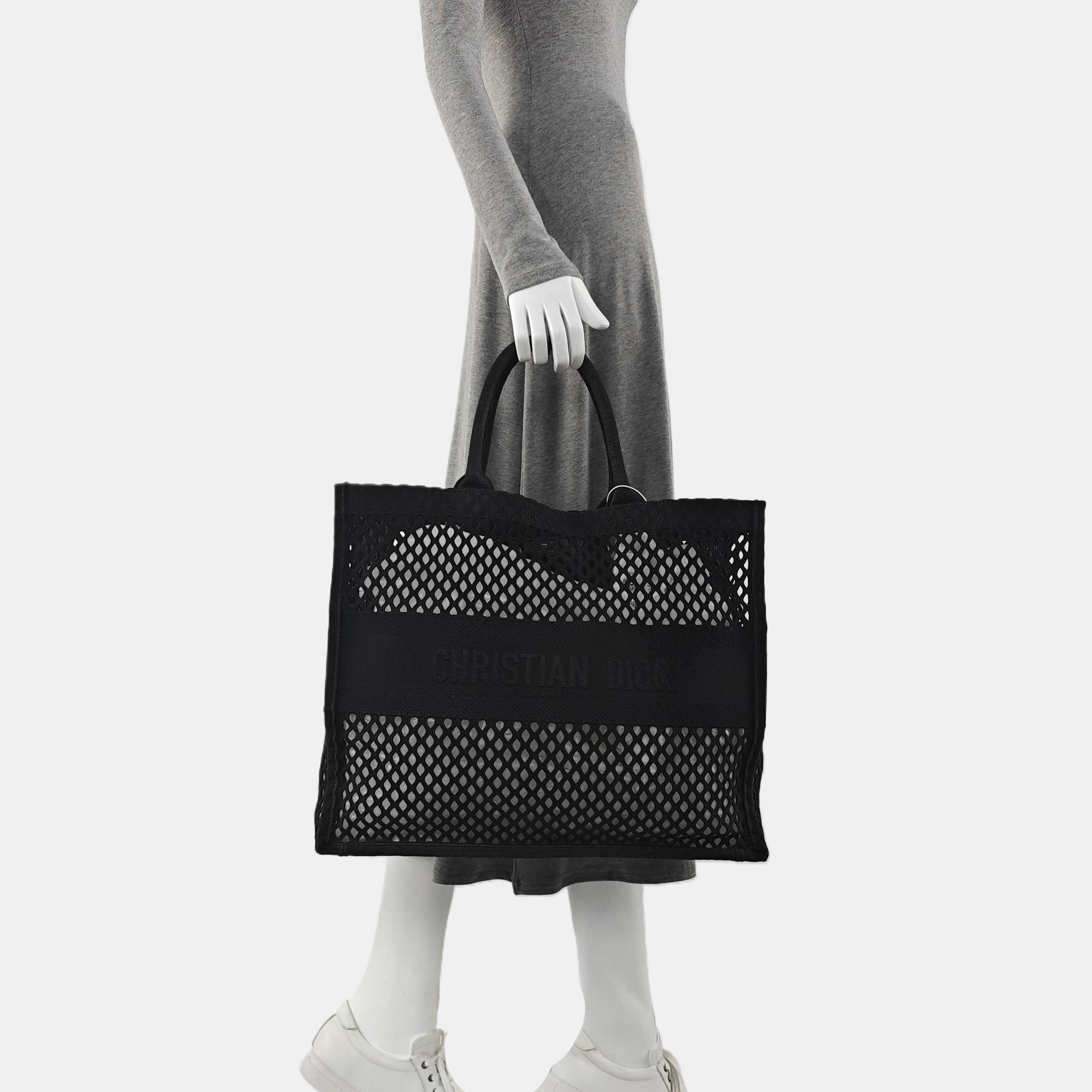 Authenticated pre-owned  Book Tote Large Mesh Black - Tote Bag at Looply