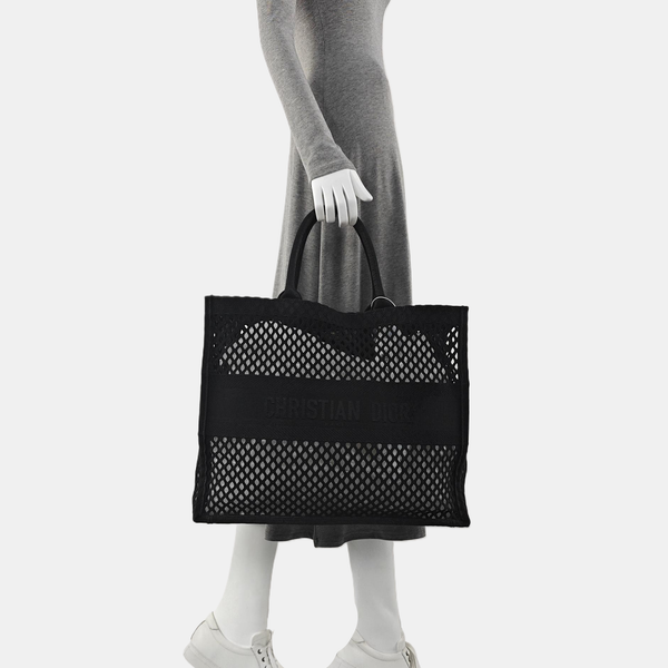 Authenticated pre-owned  Book Tote Large Mesh Black - Tote Bag at Looply