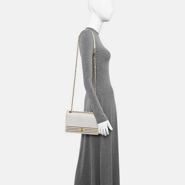 Calfskin Shoulder Bag White