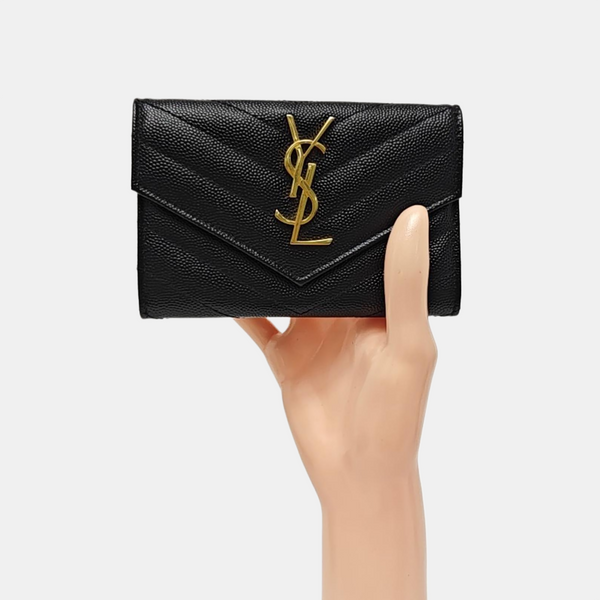 MONOGRAM Small Chevron Calfskin Black Card Holder