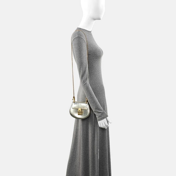 Drew Nano Calfskin Silver