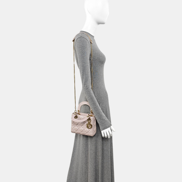Lady Dior Mini Cannage Lambskin Pink
