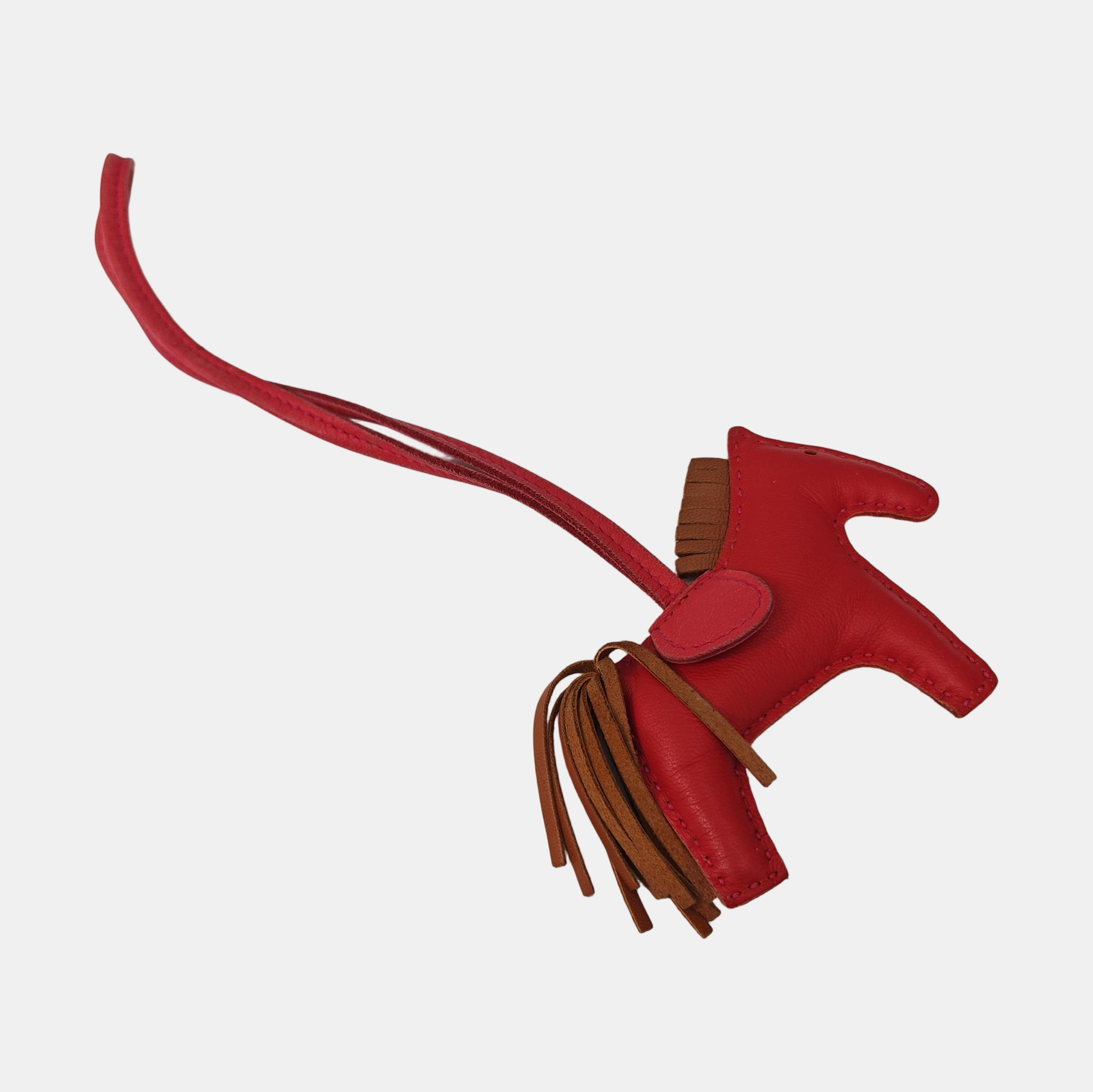 Leather Bag Charm Red