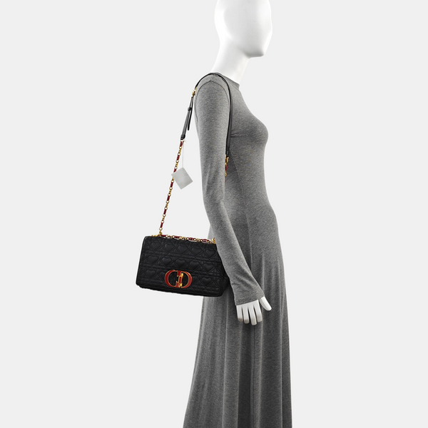 Dior Caro Medium Cannage Calfskin Black