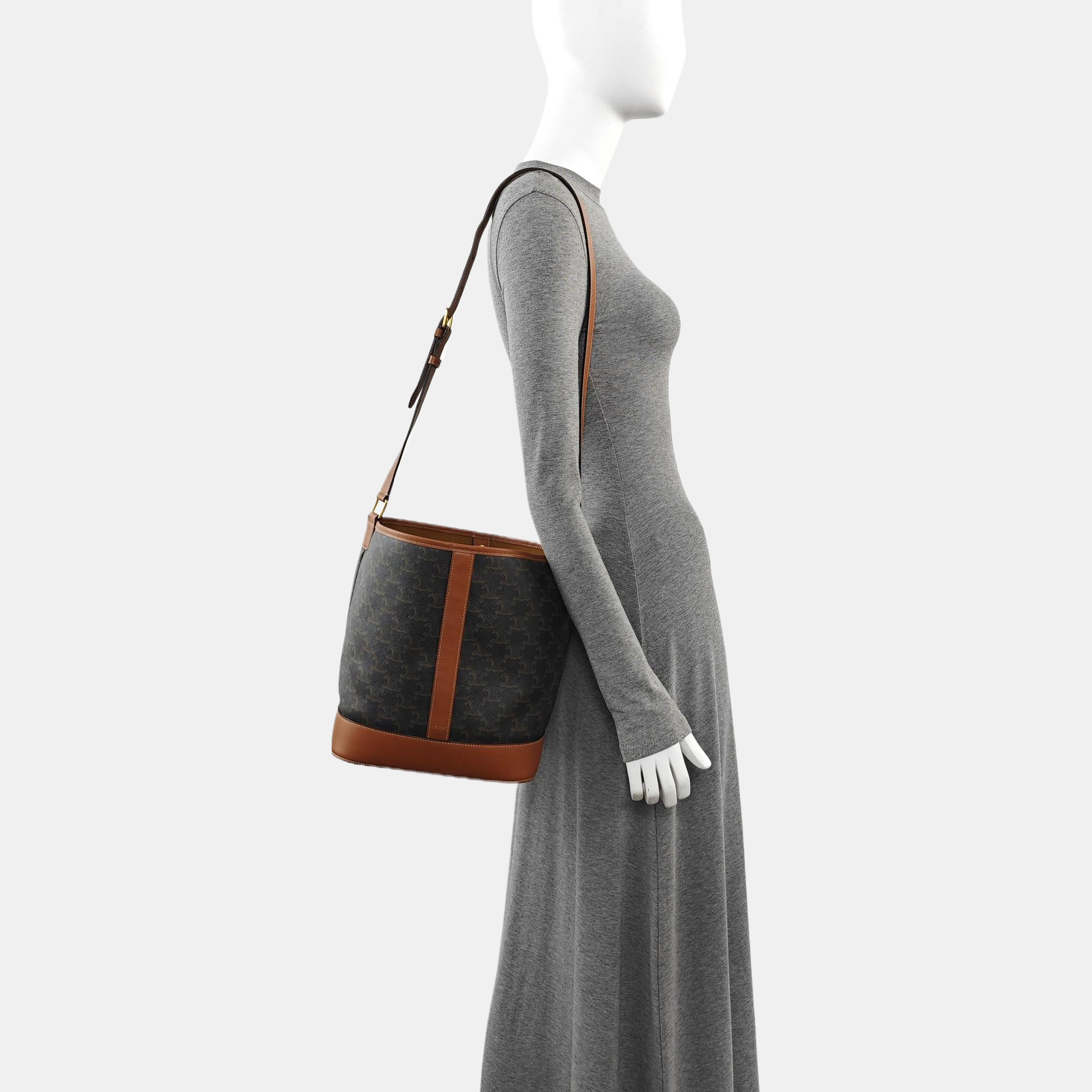 Authenticated pre-owned  TRIOMPHE CANVAS Medium Coated Canvas Yellow - Bucket Bag at Looply