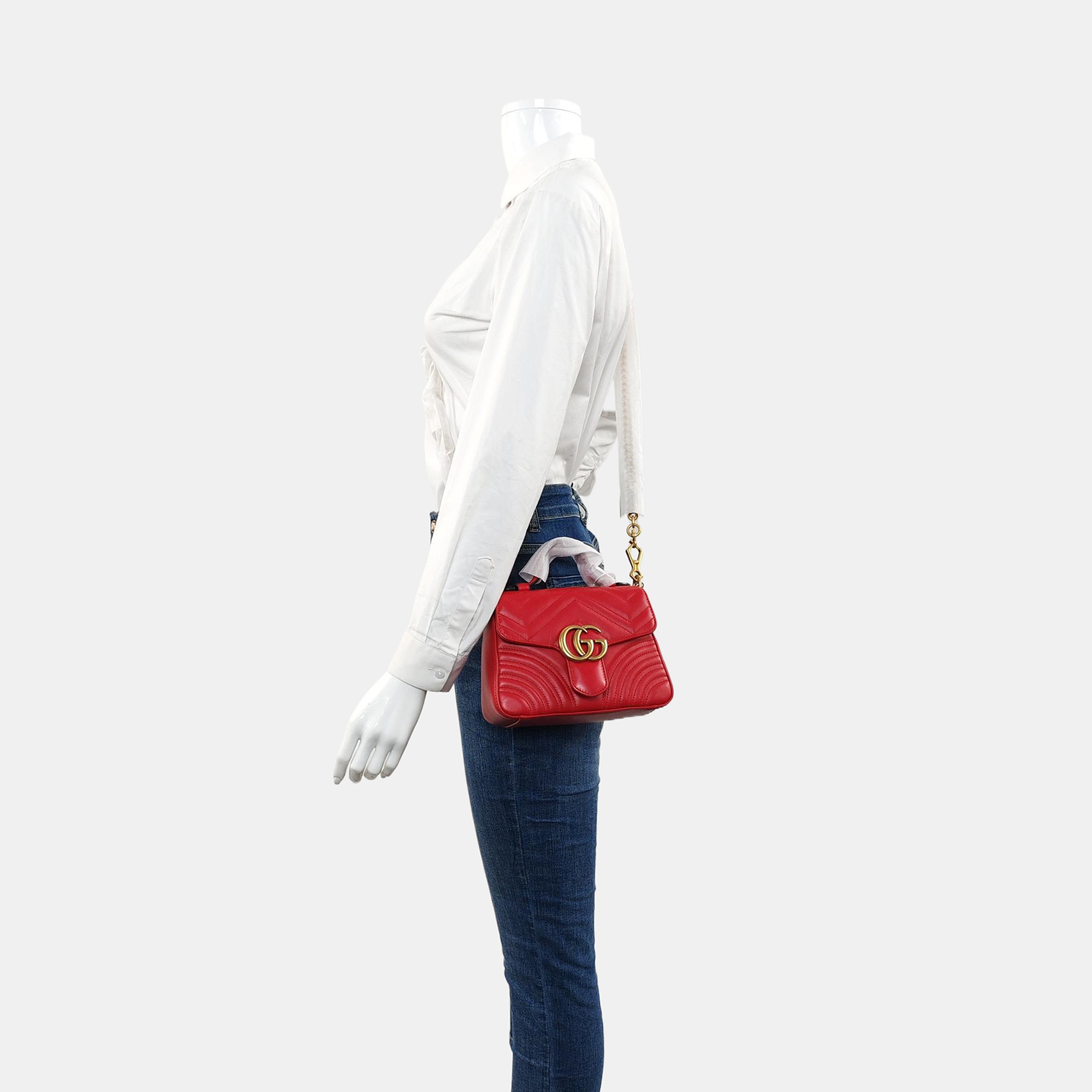 GG Marmont Mini Quilted Calfskin Red