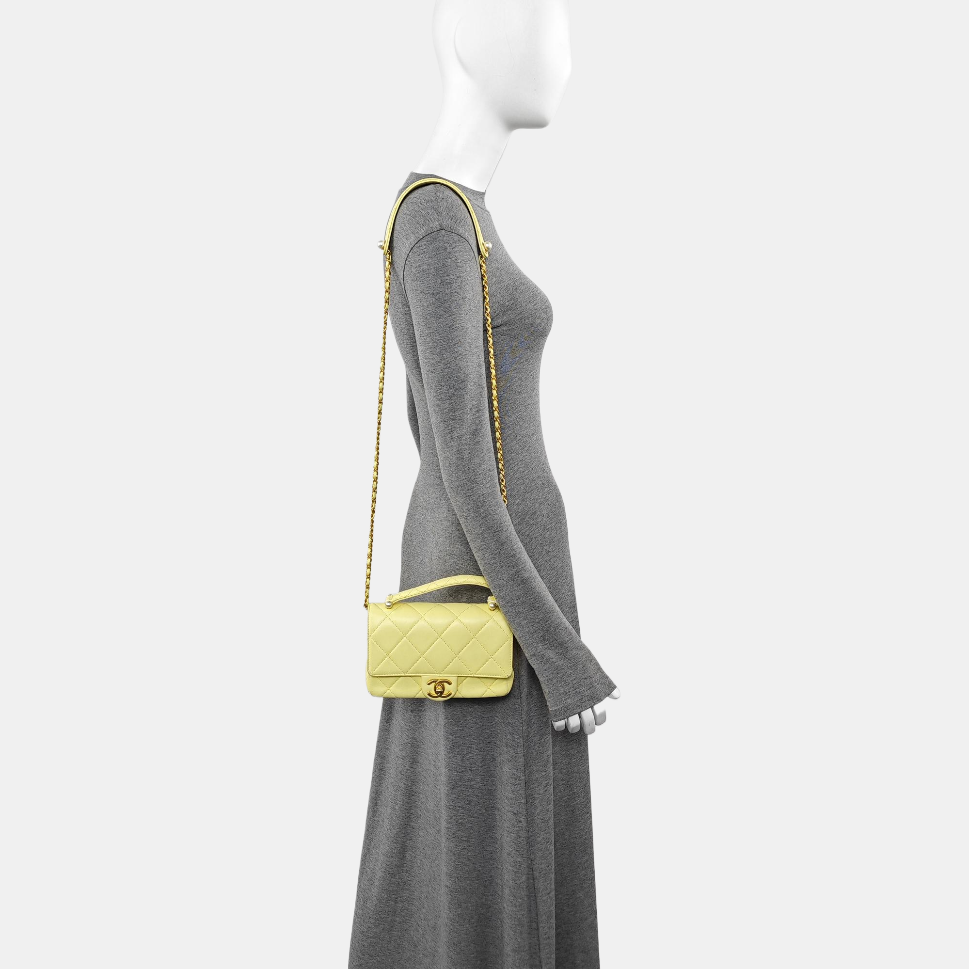 Quilted Lambskin Shoulder Bag Yellow