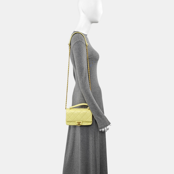 Quilted Lambskin Shoulder Bag Yellow