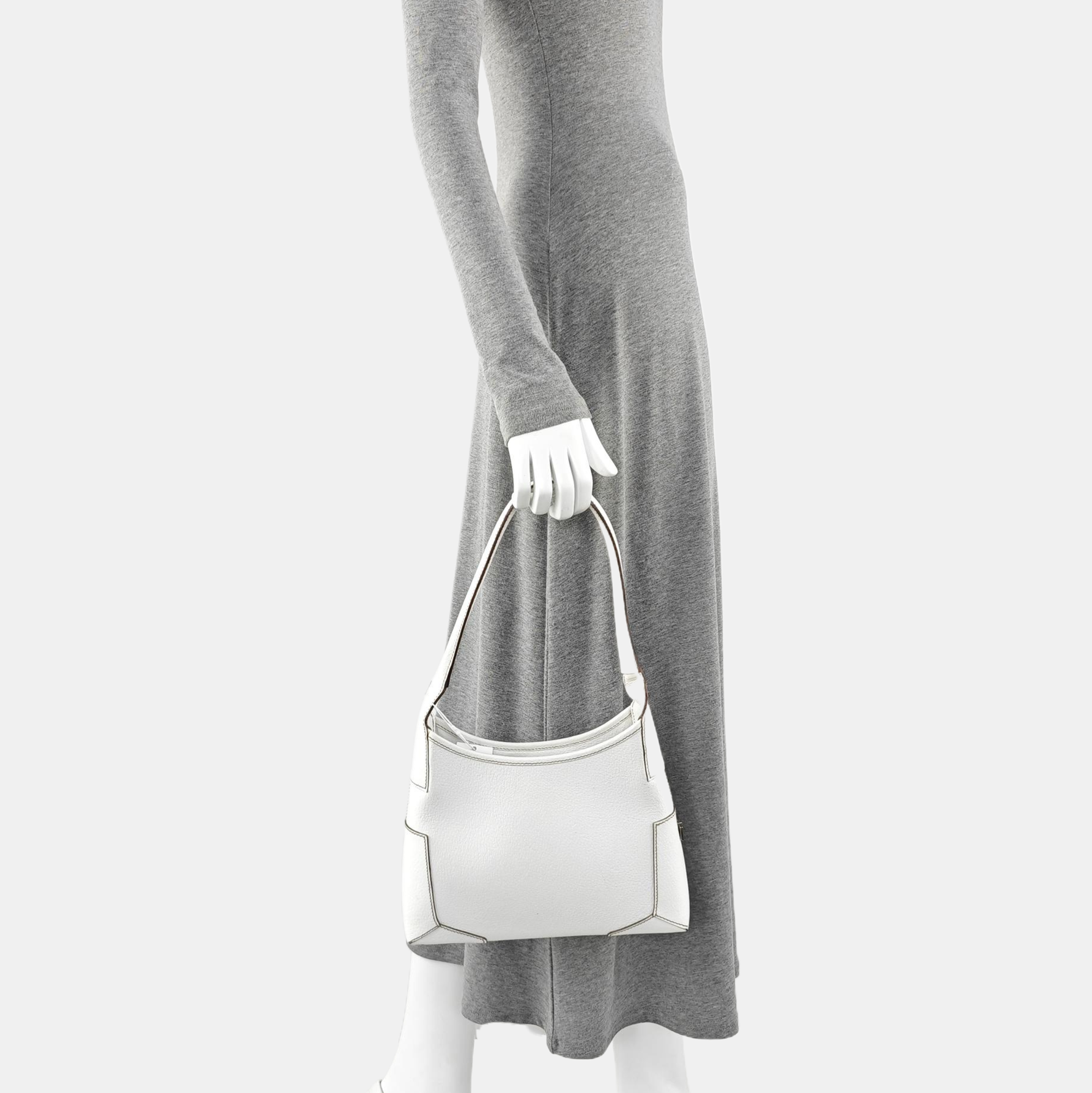 Calfskin Top Handle Bag White